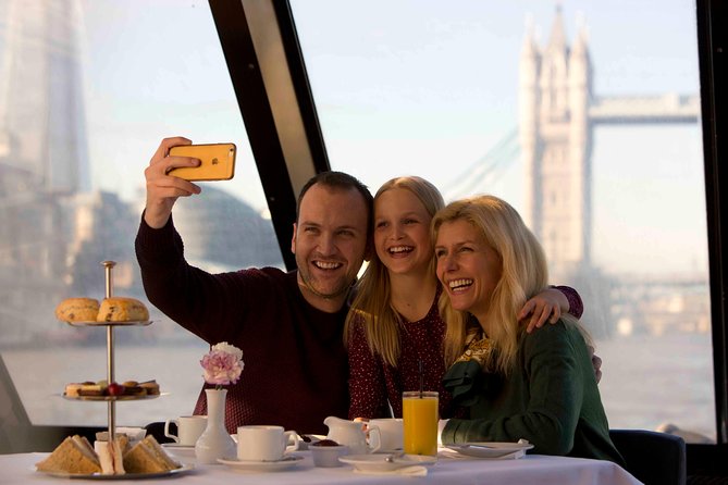 Afternoon Tea River Cruise on the Thames - Westbound highlights: Tower of London, Shard, Globe, and London Eye views