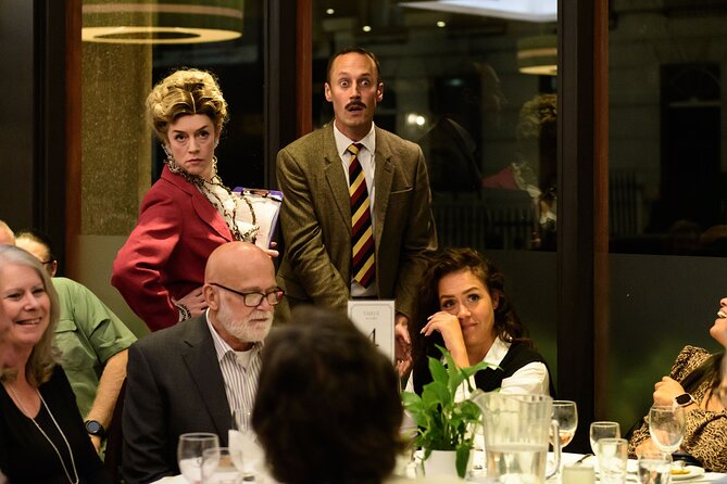 Faulty Towers The Dining Experience in London - The menu: tomato-basil soup, roast chicken, and chocolate mousse